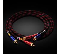 ATAUDIO-Câble Audio Stéréo Premium,Une Paire,HiFi,RCA,Amplificateur,DVD,Haute Qualité,6N,ODavid,éventuelles DIF,2RCA,Mâle vers 2RCA,Mâle - Type Red-Blue Plug(Net)-3M