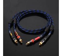 ATAUDIO-Câble Audio Stéréo Premium,Une Paire,HiFi,RCA,Amplificateur,DVD,Haute Qualité,6N,ODavid,éventuelles DIF,2RCA,Mâle vers 2RCA,Mâle - Type Blue-Black R(Net)-1,5m