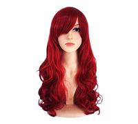 ATAYOU® Long ondulé Rouge Perruque Synthétique pour Femme Costume De fête d'Halloween et