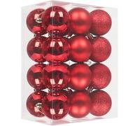 ATB-Foger 24 Boules de Noël Rouges Mates Ornements d'Arbre de Noël Brillantes Scintillantes Décorations d'Arbre de Noël pour Vacances, Mariage, Fête, Maison, Festival, Décorations (3 cm)