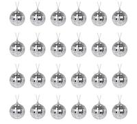 ATB-Foger Lot de 24 boules de Noël réfléchissantes argentées pour décoration de fête ou DJ effet de lumière, décoration d'intérieur, accessoires de scène, accessoires de jeu (3 cm)