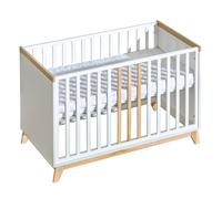 ATB Lit Bébé 120x60 cm - Nordik Collection - Lit Bebe en Bois - Quatre Niveaux de Hauteur de Matelas - Lit pour Chambre Bébé - Bois de Hêtre - Lit pour Enfants Blanc
