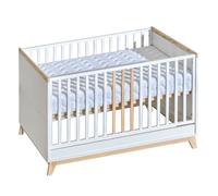 ATB Lit Bébé 140x70 cm - Nordik Collection Lit Bebe en Bois - Quatre Niveaux de Hauteur de Matelas - Lit pour Chambre Bébé - Bois de Hêtre - Lit pour Enfants Blanc
