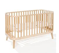 ATB - Lit Bébé 3in1 Évolutif 140x70 cm - Lit Enfant Canapé Junior Grandissant - Barrière de Sécurité en Bois - Niveaux Réglables - Cododo Chambre Bébé - Cot 70x140 Baby Bed