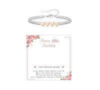 ATBUSS 1 Chaîne De Bracelets en Perles d'argent Et 1 Carte De Voeux, Bracelet d'amour en Or Rose, Bracelet Réglable pour Femme, Bracelet Commémoratif d'anniversaire, Bracelet De Bijoux Fantaisie.