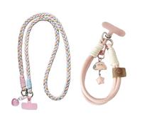 ATBUSS 1 Lanière De Téléphone Portable Rose-Bleu À Trois Brins Et 1 Corde Courte De Téléphone Portable Rose-Blanc, Chaîne De Téléphone Portable Bracelet Anti-Perte, Adaptés Aux Smartphones.