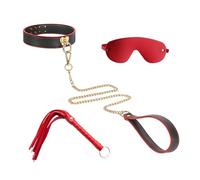 ATBUSS 1 Morceau De Collier Rouge Et Noir, 1 Morceau De Fouet Et 1 Morceau De Masque pour Les Yeux, Costume Amusant Compagnon, Collier Élé Et Luxueux.