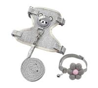 ATBUSS 1 Morceau De Corde De Traction Grizzly Bear Sling Et 1 Morceau De Collier De Fleurs Grises, Corde De Traction en Forme De I pour La Poitrine Et Le Dos pour Les Animaux De Compagnie À Sortir