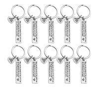 ATBUSS 10pcs porte-clés de gratitude, porte-clés en acier inoxydable, porte-clés bonne chance, cadeaux d'adieu, cadeaux personnalisés, bon pour Thanksgiving, Noël, l'obtention du diplôme, la retraite