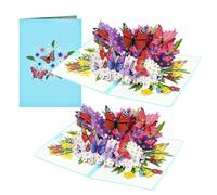 ATBUSS 2 Cartes De Vœux Tridimensionnelles De Fleurs De Papillons, Cartes De Vœux en Papier Exquises, Cartes d'anniversaire Pop-Up 3D, Accessoires De Cadeaux De Vacances.