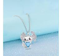 ATBUSS 2 Colliers Pendentif Salamandre Mignons, Chaînes pour Enfants De Dessins Animés, Chaînes d'animaux Réglables, Cadeaux d'anniversaire pour Filles (Bleu, Rose).