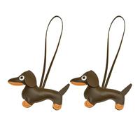 ATBUSS 2 Pendentifs Teckel, Pendentifs en Cuir PU À La Mode, Accessoires De Décoration De Sac, Décorations Créatives Mignonnes (Marron).