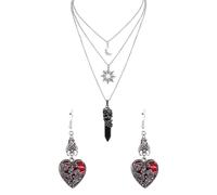 ATBUSS 3 Pièces De Chaînes Rétro Étoiles Et Lune Et 1 Paire De Boucles d'oreilles d'amour, Style Hippie Punk, Vêtements Multicouches, Bijoux De Style Gothique, Accessoires Tendance pour Femmes.
