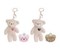 ATBUSS 4 Pcs Blush Ours Pendentif Broches, Mignon en Peluche Porte-Clés, Doux De Bande Dessinée Sac Ornements, Cadeaux d'anniversaire pour Copines.