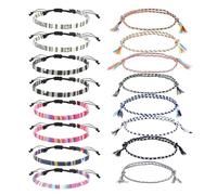 ATBUSS Bracelet bohème 16 pièces en tissu tressé à la main, doux pour la peau, réglable, bracelet de sport en plein air, bracelet de surf, convient pour les fêtes ou le surf