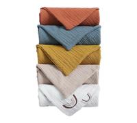 ATBUSS Ensemble De 5 Petites Serviettes en Crêpe pour Enfants, Bavoirs pour Bébé, Serviette De Gaze en Tissu Multi-Usages pour Bébé, Nouveau-Né Unisexe Burp Cloth Cotton Face Towel Super Soft