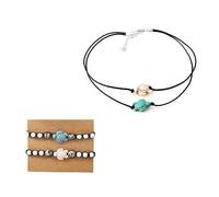 ATBUSS Lot de 1 colliers tortues avec 2 bracelets tressés réglables pour couple et amis, taille unique
