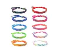 ATBUSS Lot de 10 bracelets tressés multicolores - Bracelets d'amitié tressés colorés - Bracelets pour enfants - Bracelet réglable en tissu - Bracelets d'amitié tressés à la main, Gesamtlänge 28cm+17cm