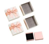 ATBUSS Lot de 2 boîtes cadeau avec nœud et 1 boîte cadeau, boîte cadeau à bijoux avec couvercle, élégante boîte cadeau en papier pour bijoux, bagues (rose)