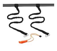 ATBUSS Lot de 2 cordes de pagaie de kayak noires, 2 crochets, 1 sifflet orange, bande élastique avec mousqueton, outil de pagaie de canoë, accessoire pour kayak, canoë