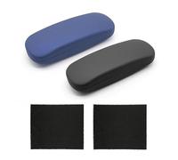 ATBUSS Lot de 2 Étuis à Lunettes Unisexe Avec 2 Chiffons, Boîte de Rangement Pour Lunettes de Soleil, Portable et Rigide - Noir