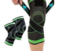 ATBUSS Lot de 2 genouillères antidérapantes, ouvertes, réglables, pour tendinite, arthrite, lésion des ligaments, déchirure du ménisque (vert, taille L)