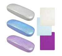 ATBUSS Lot de 3 étuis à lunettes à paillettes avec 3 chiffons à lunettes, boîte de rangement anti-stress, étui de protection simple pour lunettes, outil de rangement portable, étui à lunettes rigide