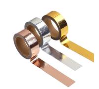 ATBUSS Lot de 3 rouleaux de ruban adhésif en papier doré pour bricolage, emballage cadeau, scrapbooking, enveloppes, journaling (trois couleurs)