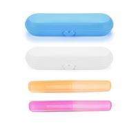 ATBUSS Lot de 4 organiseurs de brosse à dents de voyage - Étui de rangement pour brosse à dents électrique - Réutilisable - Pour le voyage (2 styles), 1 x bleu, 1 x blanc, 21*7*4.5CM, Trousse de
