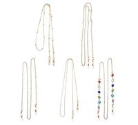 ATBUSS Lot de 5 chaînes de lunettes de soleil vintage à perles - Chaînes de lunettes antidérapantes - Accessoires pour lunettes de soleil, lunettes de lecture, lunettes de lecture, Plusieurs
