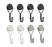 ATBUSS Lot de 8 crochets magnétiques, super solides, crochets de cuisine, crochets en métal inoxydable, crochets magnétiques portables, gadgets pratiques pour cuisine, bureau, chambre à coucher (noir,