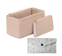ATBUSS sac de transport en feutre avec portefeuille, organisateur de sac à main, trousse de maquillage amovible et fermée par fermeture éclair, pour femme (beige)
