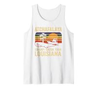 Atchafalaya Gator Tour Shirt Louisiane Marais Bateau Coucher de Soleil Débardeur