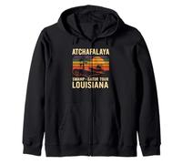 Atchafalaya Gator Tour Shirt Louisiane Marais Bateau Coucher de Soleil Sweat à Capuche