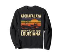 Atchafalaya Gator Tour Shirt Louisiane Marais Bateau Coucher de Soleil Sweatshirt