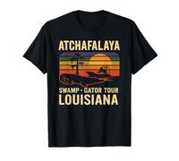 Atchafalaya Gator Tour Shirt Louisiane Marais Bateau Coucher de Soleil T-Shirt