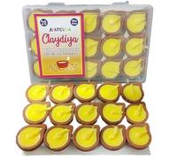 ATCUSA Nitya Poojan Diya en argile | Mitti Diya rempli de ghee au beurre clarifié | Durée de combustion jusqu'à 30 minutes | Diya fait à la main sans cire pour festivals Pooja et rituels religieux |