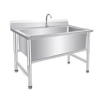 Atduglanix Évier Utilitaire en Acier Inoxydable Ensemble d'évier de Cuisine Commercial à cuve Unique avec Robinet for Restaurant, Atelier de Garage Blanchisserie Industrielle (Size : 60x80x80cm/23.6X