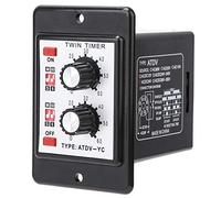ATDV-YC Twin Timer Relay, 6S-60M 24V On Off Twin Timer Relay Knob Control Time Switch ATDV-YC(DC24V)