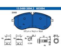 ATE 13.0460-3894.2 Kit de plaquettes de frein, frein à disque pour VW
