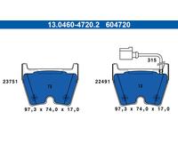 ATE 13.0460-4720.2 Kit de plaquettes de frein, frein à disque pour AUDI