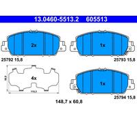 Jeu de plaquettes de frein ATE 13.0460-5513.2, avant