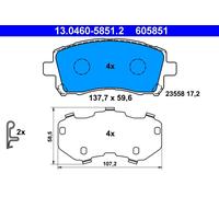 ATE 13.0460-5851.2 Kit de plaquettes de frein, frein à disque pour SUBARU