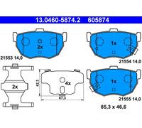 ATE 13.0460-5874.2 Kit de plaquettes de frein, frein à disque pour HYUNDAI,KIA