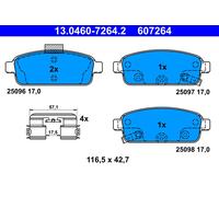 ATE Plaquettes de frein X4 pour OPEL: Mokka, Astra, Zafira, Cascada, Ampera & CHEVROLET: Cruze, Orlando, Aveo, Trax, Volt (Ref: 13.0460-7264.2)