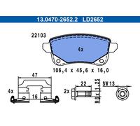 ATE 13.0470-2652.2 Kit de plaquettes de frein, frein à disque pour RENAULT