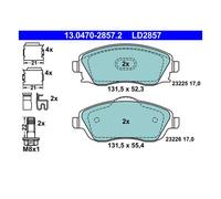 ATE 13.0470-2857.2 Plaquettes / Sabots de Frein Avant pour Opel Combo Boîte /