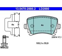 ATE – Jeu de plaquettes de frein 13.0470-2880.2 – arrière – Céramique