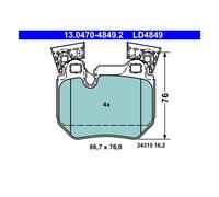 ATE 13.0470-4849.2 Jeu De Plaquettes De Frein Arrière Pour BMW E82 E88