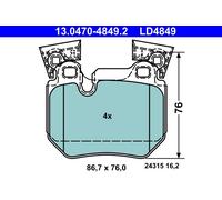 ATE 13.0470-4849.2 Kit de plaquettes de frein, frein à disque pour BMW